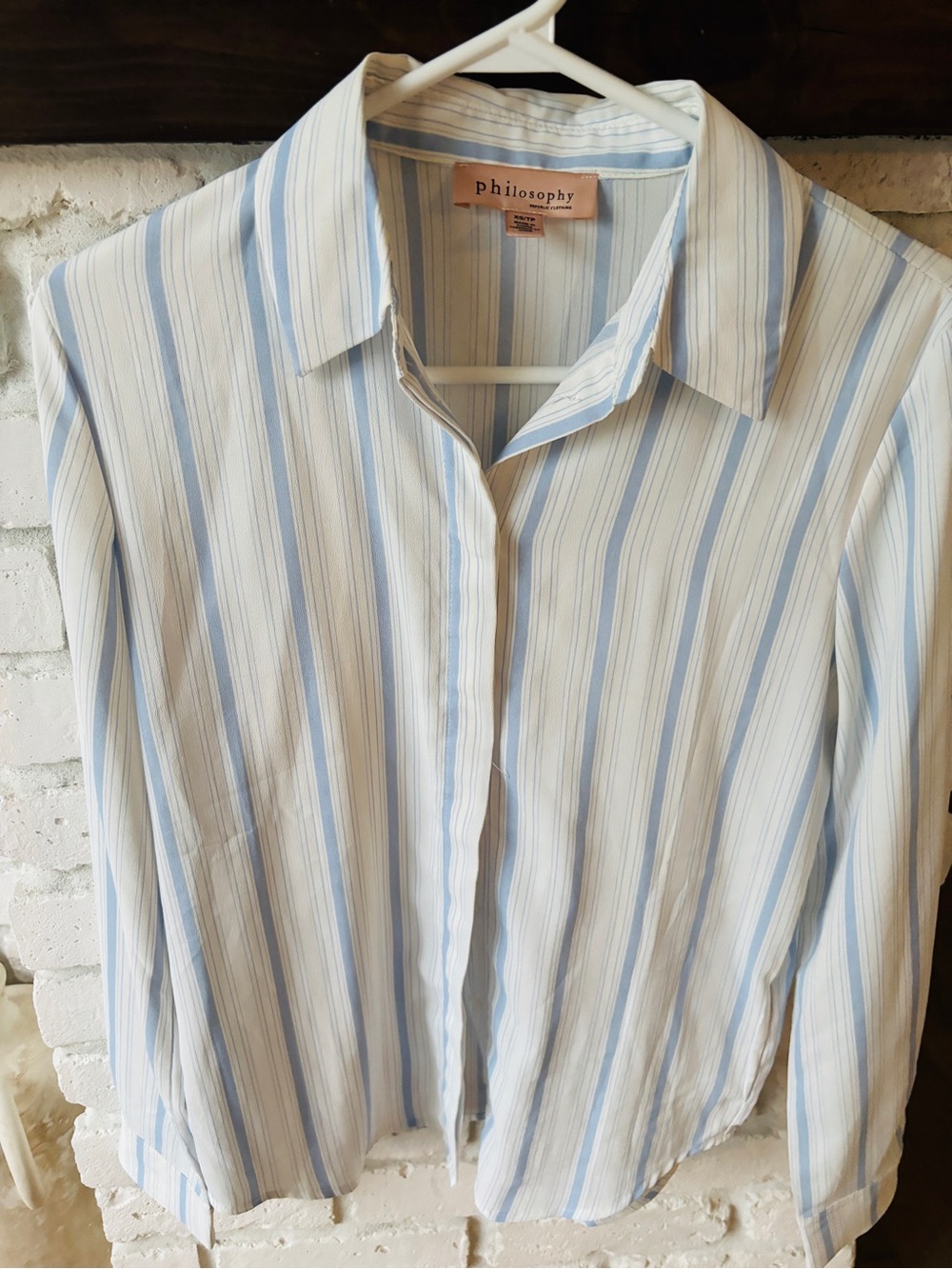 Philosophy Light Blue & White Striped Button-Up Shirt